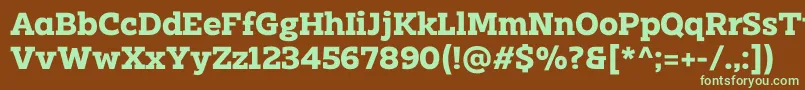 フォントClab Personal Use Bold – 緑色の文字が茶色の背景にあります。