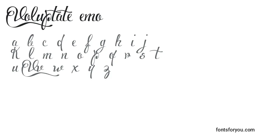 Schriftart VoluptateDemo – Alphabet, Zahlen, spezielle Symbole