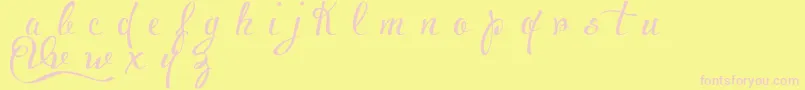 Fonte VoluptateDemo – fontes rosa em um fundo amarelo