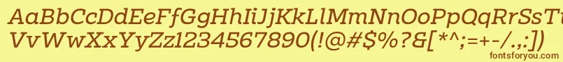 Fonte Clab Personal Use Italic – fontes marrons em um fundo amarelo