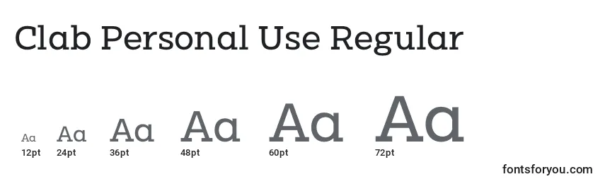 Размеры шрифта Clab Personal Use Regular