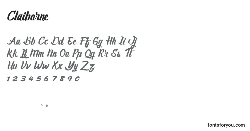 A fonte Claiborne (123513) – alfabeto, números, caracteres especiais