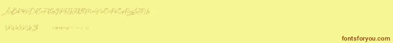フォントClaire for personal use – 茶色の文字が黄色の背景にあります。