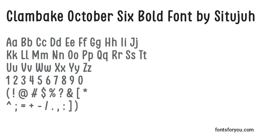 A fonte Clambake October Six Bold Font by Situjuh 7NTypes – alfabeto, números, caracteres especiais