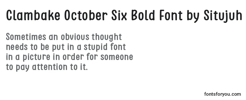 Review of the Clambake October Six Bold Font by Situjuh 7NTypes Font