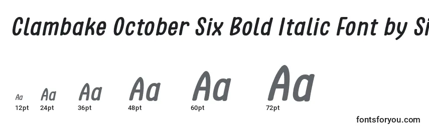 Größen der Schriftart Clambake October Six Bold Italic Font by Situjuh 7NTypes