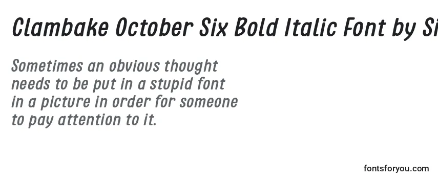Reseña de la fuente Clambake October Six Bold Italic Font by Situjuh 7NTypes