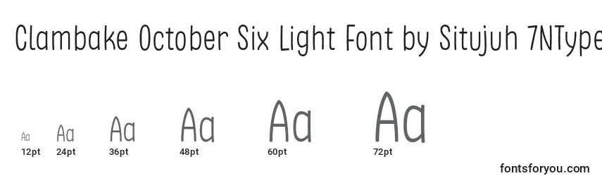 Größen der Schriftart Clambake October Six Light Font by Situjuh 7NTypes