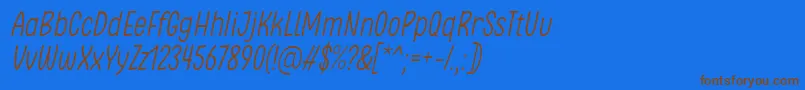 フォントClambake October Six Light Italic Font by Situjuh 7NTypes – 茶色の文字が青い背景にあります。