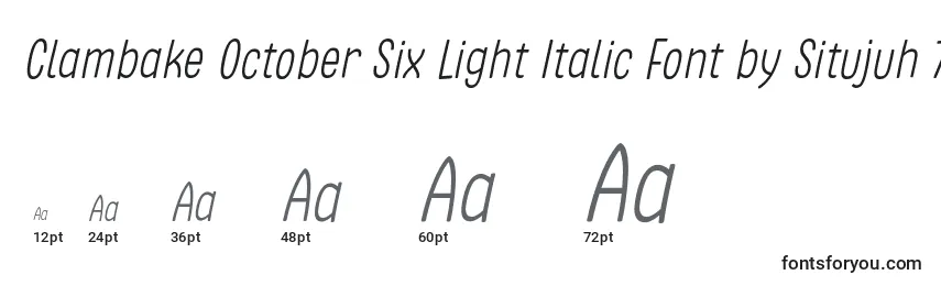 Größen der Schriftart Clambake October Six Light Italic Font by Situjuh 7NTypes
