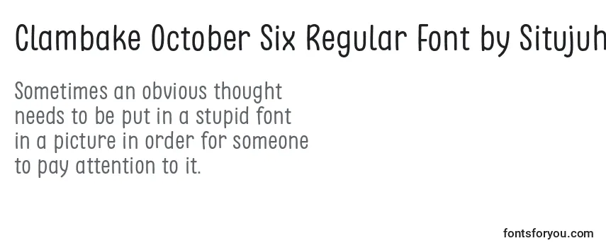 Review of the Clambake October Six Regular Font by Situjuh 7NTypes Font