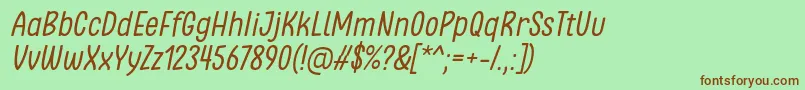 フォントClambake October Six Regular Italic Font by Situjuh 7NTypes – 緑の背景に茶色のフォント