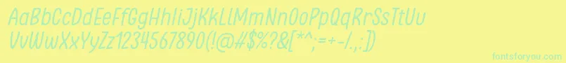 フォントClambake October Six Regular Italic Font by Situjuh 7NTypes – 黄色い背景に緑の文字