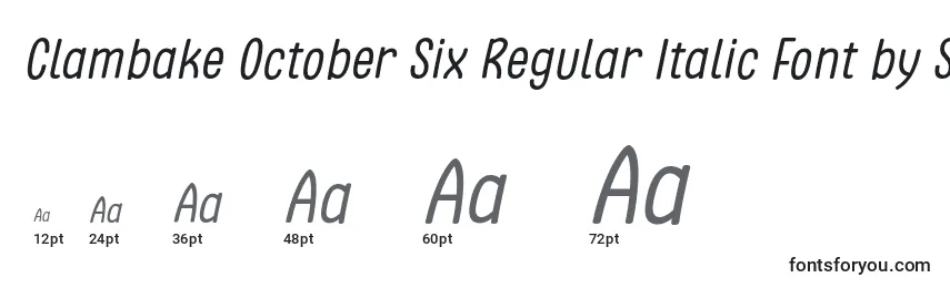 Größen der Schriftart Clambake October Six Regular Italic Font by Situjuh 7NTypes