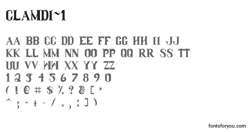Clamdi~1 Font – alphabet, numbers, special characters