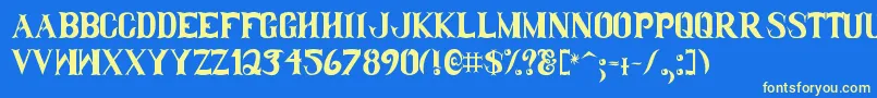 clamdi~1 Font – Yellow Fonts on Blue Background