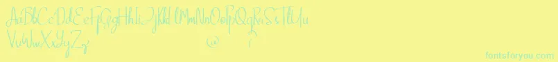 Fonte Clana – fontes verdes em um fundo amarelo