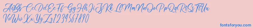 Clarissa-Schriftart – Blaue Schriften auf rosa Hintergrund