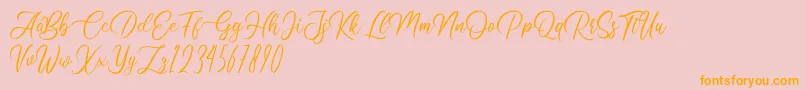 Clarissa-Schriftart – Orangefarbene Schriften auf rosa Hintergrund