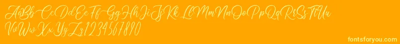 Clarissa Font – Yellow Fonts on Orange Background