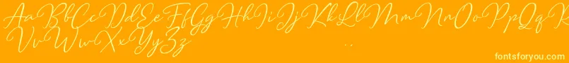 Clarity free-Schriftart – Gelbe Schriften auf orangefarbenem Hintergrund