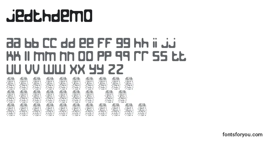 Czcionka JedthDemo – alfabet, cyfry, specjalne znaki