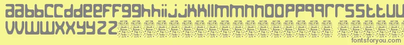 JedthDemo-fontti – harmaat kirjasimet keltaisella taustalla
