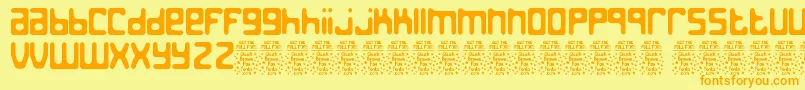 フォントJedthDemo – オレンジの文字が黄色の背景にあります。