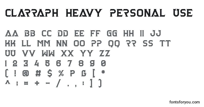 Czcionka Clarraph Heavy Personal Use – alfabet, cyfry, specjalne znaki