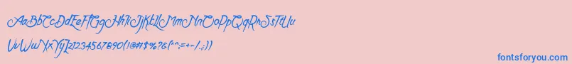 Clarraph Script Personal Use-Schriftart – Blaue Schriften auf rosa Hintergrund