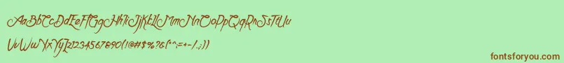 Fonte Clarraph Script Personal Use – fontes marrons em um fundo verde