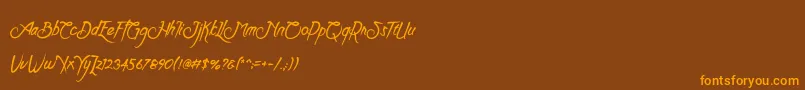 Clarraph Script Personal Use Font – Orange Fonts on Brown Background