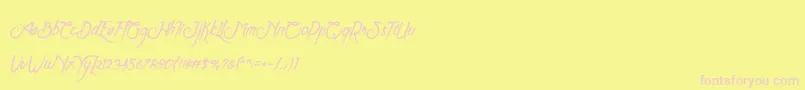 Clarraph Script Personal Use-Schriftart – Rosa Schriften auf gelbem Hintergrund