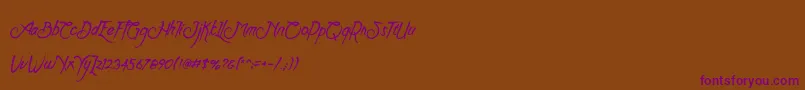 Clarraph Script Personal Use-Schriftart – Violette Schriften auf braunem Hintergrund