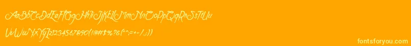 Clarraph Script Personal Use Font – Yellow Fonts on Orange Background