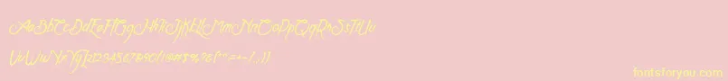 Clarraph Script Personal Use-Schriftart – Gelbe Schriften auf rosa Hintergrund