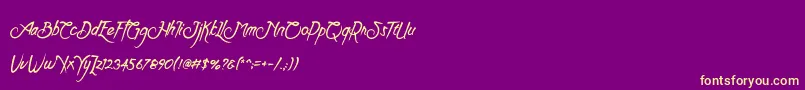 Clarraph Script Personal Use-Schriftart – Gelbe Schriften auf violettem Hintergrund