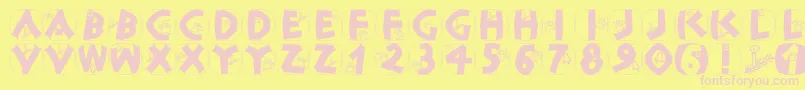 CLASCX  -fontti – vaaleanpunaiset fontit keltaisella taustalla