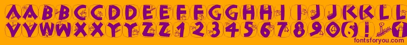 CLASCX  -fontti – violetit fontit oranssilla taustalla