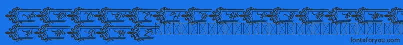 Clasicalderibbon-Schriftart – Schwarze Schriften auf blauem Hintergrund