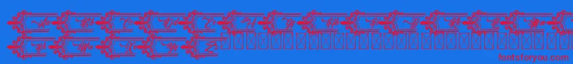 Clasicalderibbon-Schriftart – Rote Schriften auf blauem Hintergrund