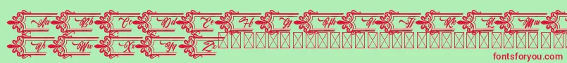 Czcionka Clasicalderibbon – czerwone czcionki na zielonym tle