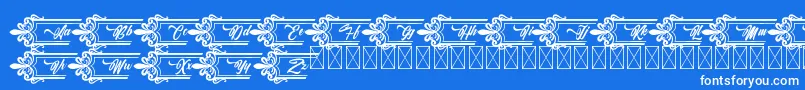 Clasicalderibbon-Schriftart – Weiße Schriften auf blauem Hintergrund