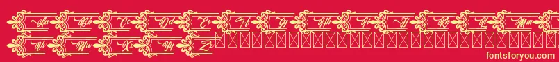 フォントClasicalderibbon – 黄色の文字、赤い背景