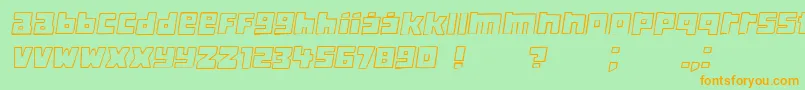 フォントClassica Italic – オレンジの文字が緑の背景にあります。