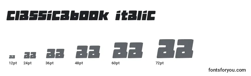 Tamanhos de fonte ClassicaBook Italic