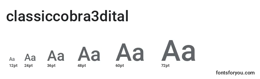 Größen der Schriftart Classiccobra3dital (123544)