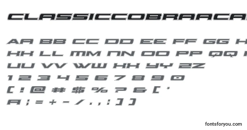 Schriftart Classiccobraacadital (123546) – Alphabet, Zahlen, spezielle Symbole
