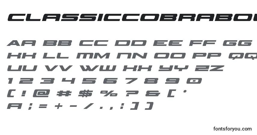 Шрифт Classiccobraboldital (123548) – алфавит, цифры, специальные символы