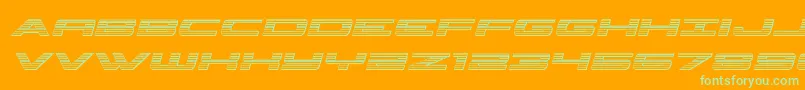 フォントclassiccobrachromeital – オレンジの背景に緑のフォント